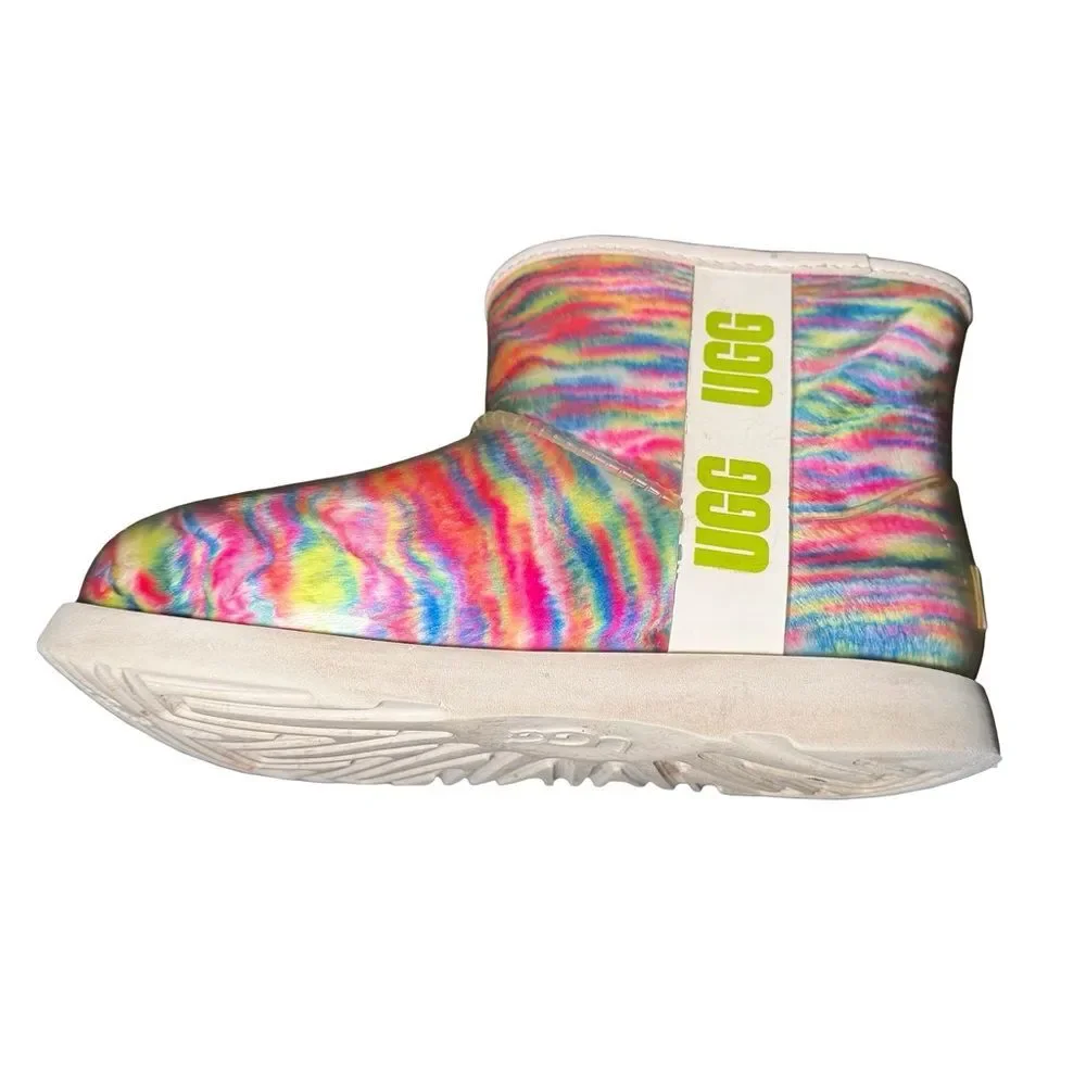 UGG Classic Clear Mini Pixelate Waterproof Shearling Rainbow Boots